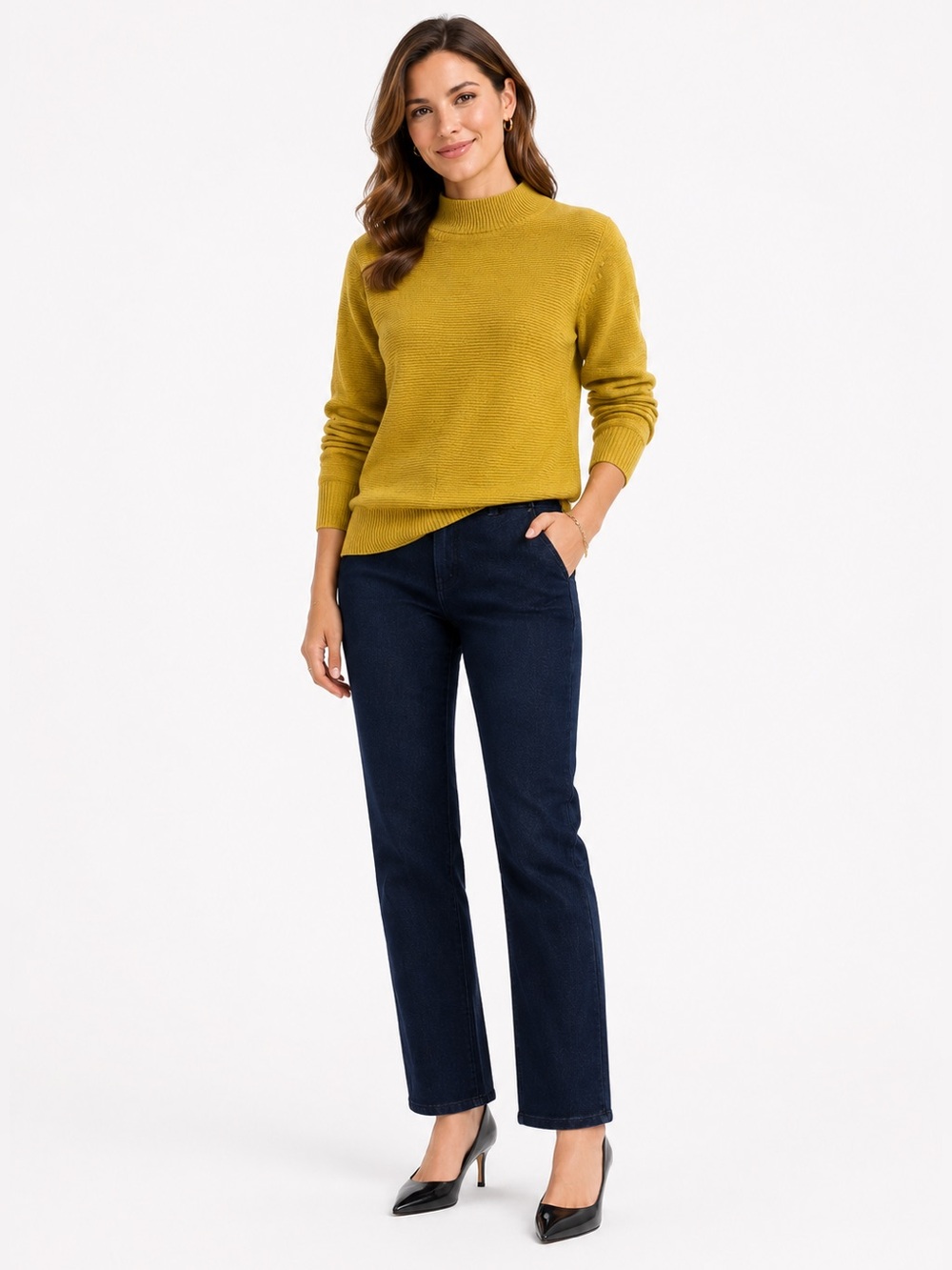 Chelsea & Theodore Mustard Turtleneck Sweater
